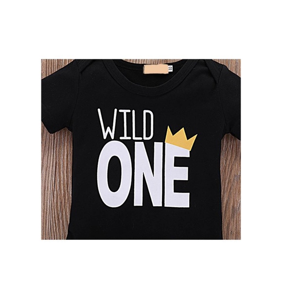 Black White Graphic Wild One Onsie Romper Baby - Picture 4 of 5